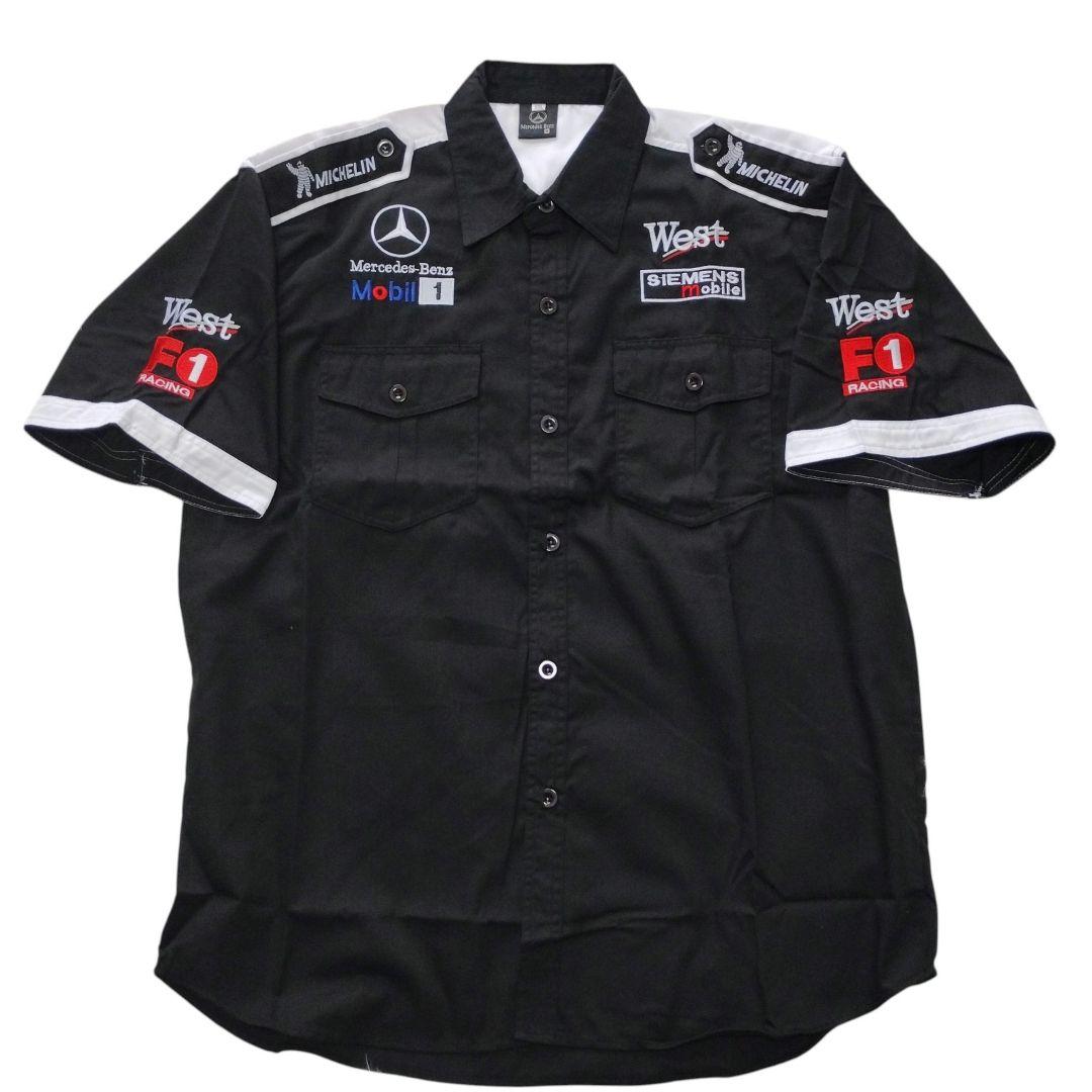 Camisa de box da equipe West McLaren-Mercedes F1, manga curta preta